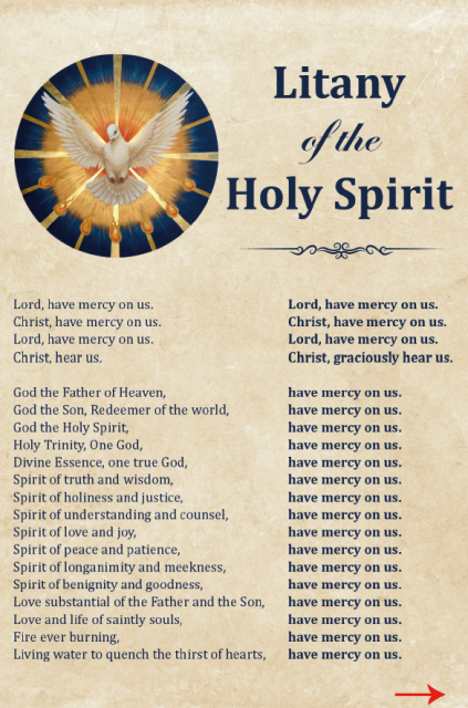Holy Spirit Litany Prayer Card